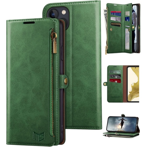 Suanpot Accessories - Iphone 14 Pro Max Phone Wallet Case, Green, Brand New Without Box
